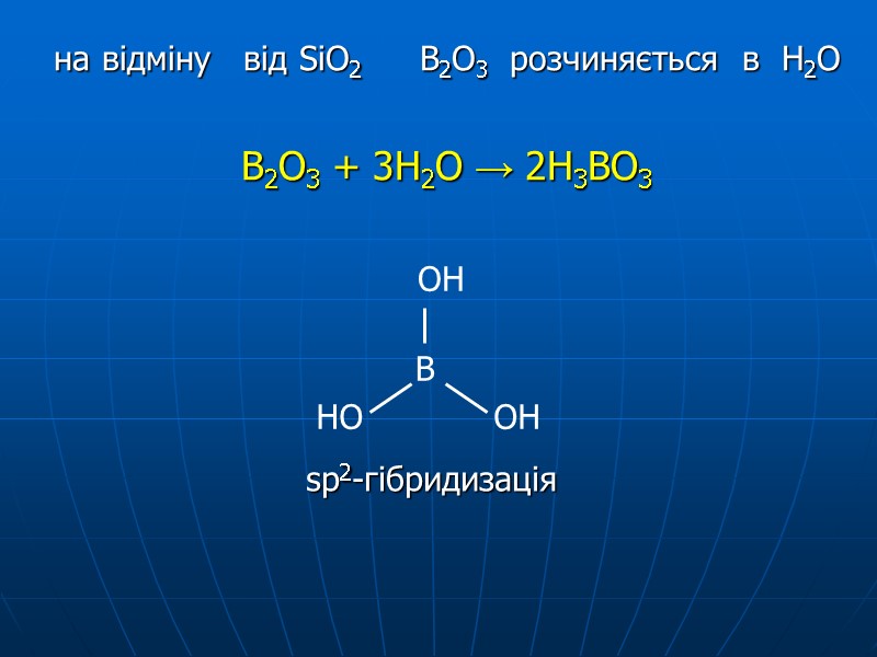 на відміну   від SiO2        В2О3